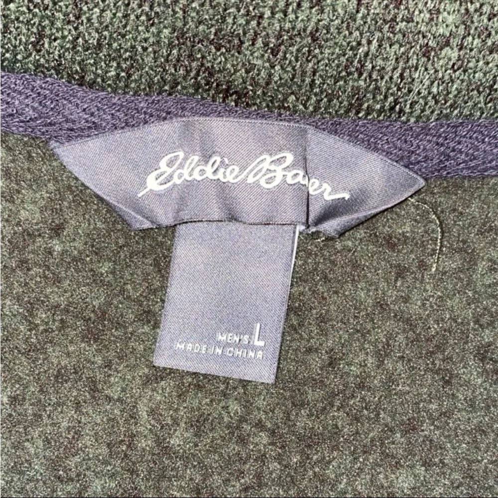 Eddie Bauer Radiator Fleece Snap-Front Pullover Men’s L Green Black - Picture 4 of 6
